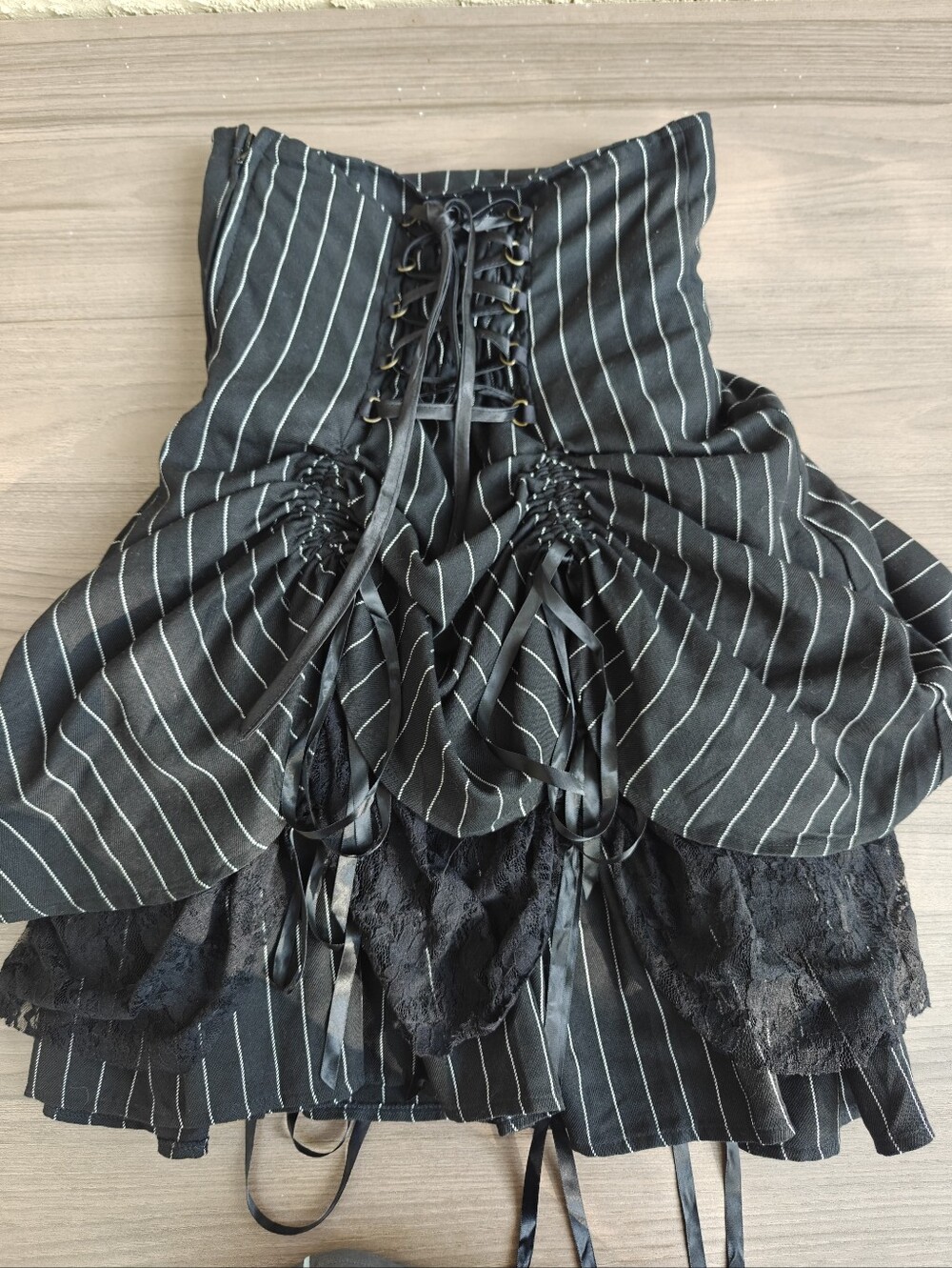 Spin Doctor Gothic Pinstripe Corset Bustle Skirt
